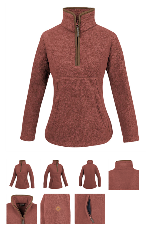 Jack Pyke Ladies Half Zip Sherpa Fleece Pullover - Burnt Copper Jack Pyke Ladies Half Zip Sherpa Fleece Pullover - Burnt Copper